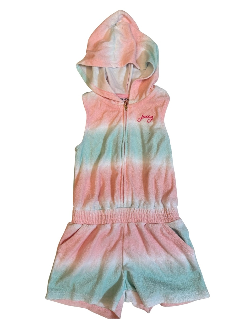 Juicy couture one piece swim suit cover up/ jumper with hoodie. Size 5.